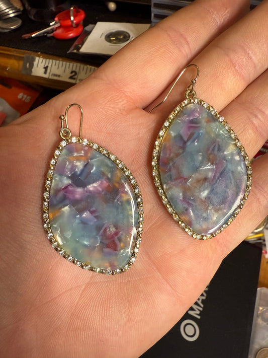 Sugarfix by BaubleBar Resin Teardrop Dangle Earrings Rhinestone Border