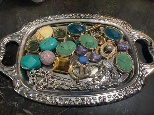 Small bag of vintage jewelry parts (tray not included)