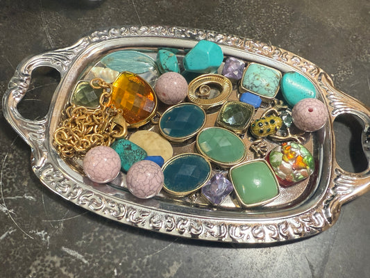 Small bag of vintage jewelry parts (tray not included)