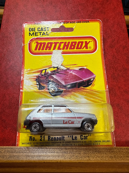 Vintage 1980 Matchbox Die Cast Metal No. 21 Renault “Le Car” (sealed new)