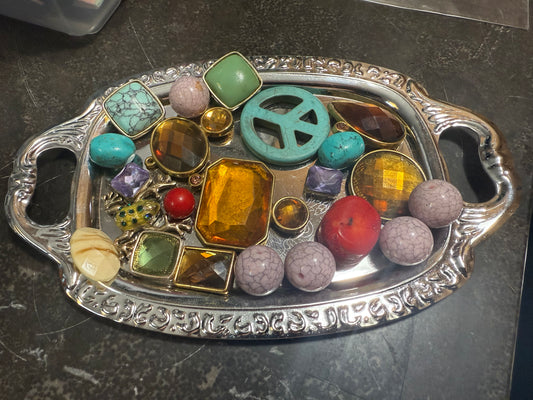 Small bag of vintage jewelry parts (tray not included)