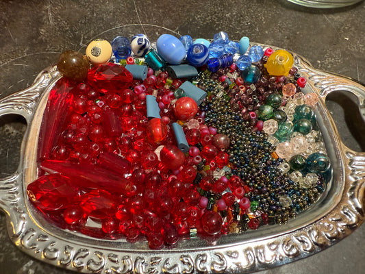 Small bag of vintage jewelry making beads (tray not included)
