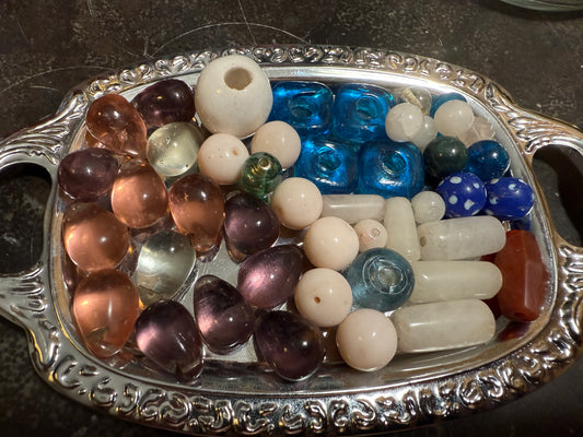 Small bag of vintage jewelry making beads (tray not included)