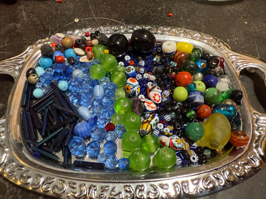 Small bag of vintage jewelry making beads (tray not included)