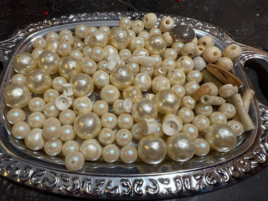 Small bag of vintage jewelry making beads (tray not included)