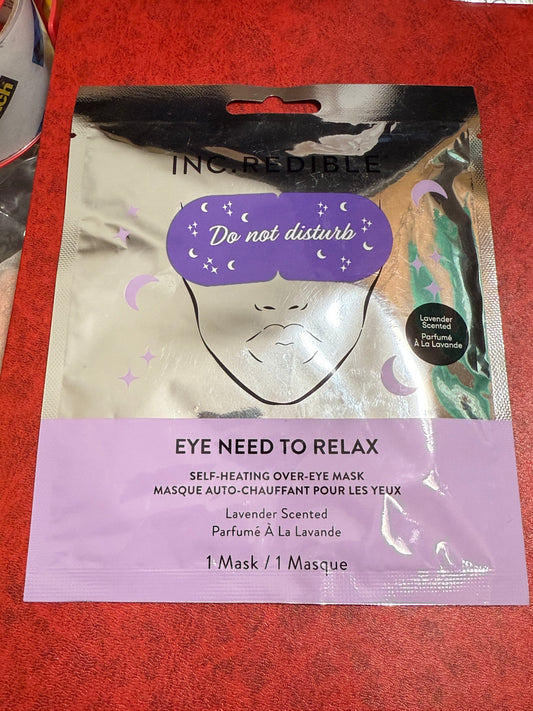 Inc.redible “Eye need to relax” Self heating over eye mask - Lavender Scented