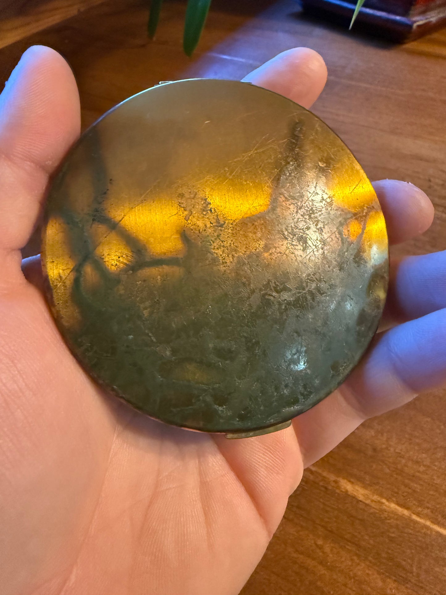 Vintage Elgin American Compact Mirror Floral Design 1940s Gold Tone USA